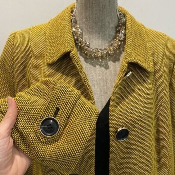 Laura Buttoned Jacket Yellow Blazer Size 16 - Picture 9 of 15
